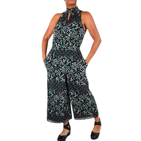Ted Baker London Black Marcila Hazel High Neck Wide Leg Floral Jumpsuit